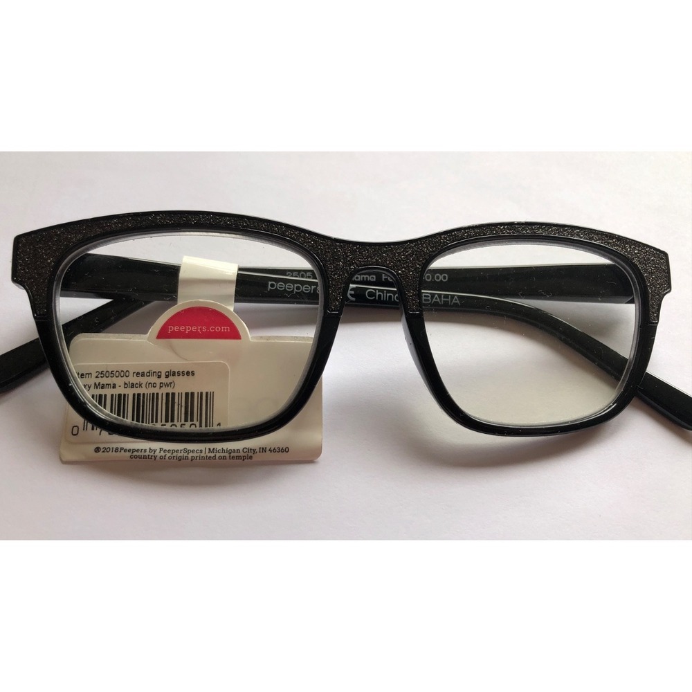 New Black Glittery Peepers Blue Light filtering Glasses  +0.00 No Strength